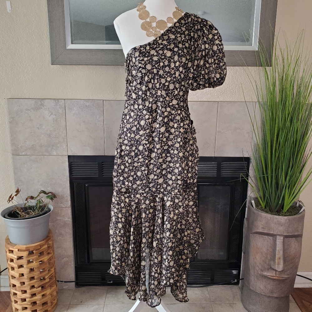 ASTR The Label Santorini Floral Asymmetric Midi-Dress Large